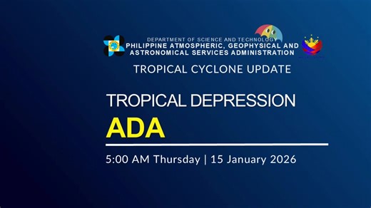 State weather bureau PAGASA gives an update on Tropical Depression Ada as of 5 AM today, January 15, 2026. COURTESY: DOST-PAGASA | GMA News