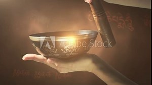 Tibetan singing bowl music meditation by hand rotation with healing and mantra vibration which is called Om mani padme hum
