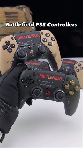 LaZa Modz LLC on Instagram: "Military Spec. Custom PS5 Controllers! The Battlefield theme inspired these distressed designs. With hand airbrushed-customized worn artwork, TMR Thumbsticks, enhanced Military Grip on the back and optional real 9mm Bullet Buttons, these PS5 Controllers are top notch for any Mil Sim Collector. Buy quality. Buy Luxury. Buy LaZa Modz ➖➖➖➖➖➖➖➖➖➖➖➖➖➖➖➖➖ Tag your gaming friends! 🎮 SHOP: www.LaZaModz.com ➖➖➖➖➖➖➖➖➖➖➖➖➖➖➖➖➖ Follow @lazamodz for more! 📲 . . Hashtags: #ps5 #