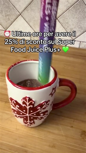 ⏰ Ultime ore: –25% sul Super Food Juice Plus 💚 Un modo semplice e veloce per assumere ogni giorno nutrienti da oltre 30 frutti e verdure: approfitta ora dello sconto e provalo, prima che torni al prezzo pieno.
