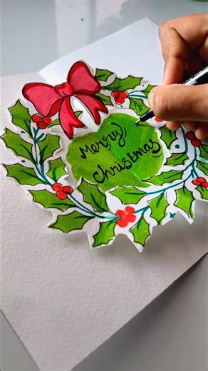DIY pop-up christmas wreath card ✨ #christmas #shorts #diy #christmascardideas