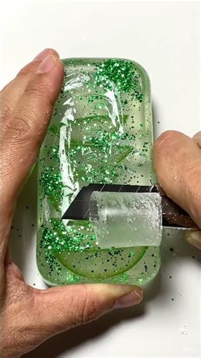 Crunchy Aloe Vera Soap Cutting 🔪💚 Oddly Satisfying ASMR