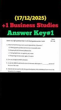 Part -1/Plus One/Business Studies/Answer key-2025
