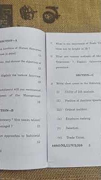 Principles of Human Resource Management Paper for BBA Semester Third #bbastudents