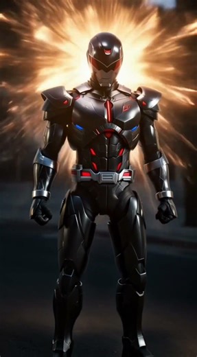 A skeleton transforms into a Power Ranger and Iron Man.