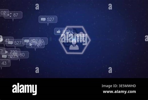 Animation of glowing light with network of social media icons and numbers. global social media, connections and data processing concept digitally generated video Stock Video Footage - Alamy