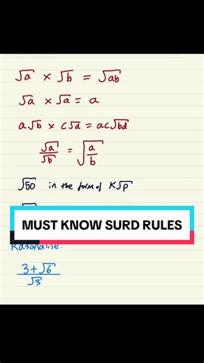 LEARN THESE SURD RULES NOW #gcsemaths #gcse #fyp #STEM #surds