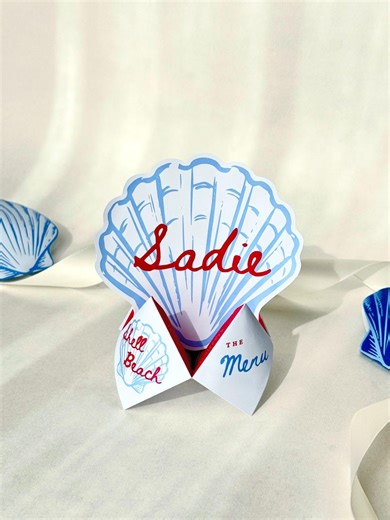 Shell Wedding Menu Cootie Catcher, Beach Place Card, Editable Template (digital Download) - Etsy