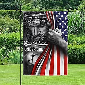 FLAGWIX One Nation Under God Christian Flag, 12 x 18 in Garden Flag | Fall Christmas Decorations for Home, Indoor Outdoor Porch Flag, Polyester Double-sided Yard Flags for outside, Fade Resistant