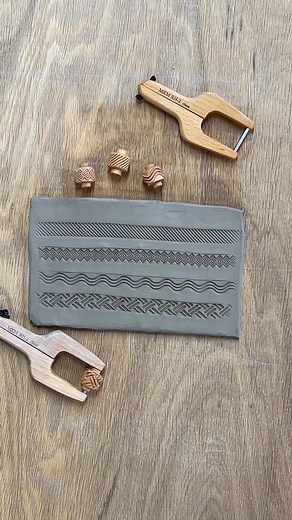 MRLs are the second-smallest rollers in our Mini Roller Series — small, but mighty! The mini roller is perfect for adding texture to rims, decorating little houses, and crafting jewelry. What would you make with it? Tools Used: - MRL-009 'Right Slanted Lines' - MRL-020 'Overlapping Squares' - MRL-022 'Wavy Lines' - MRL-005 'Basket Weave 1' - RH-2 'Roller Handle' #MKMPotteryTools #ClayArt #Pottery #TextureTools | MKM Pottery Tools