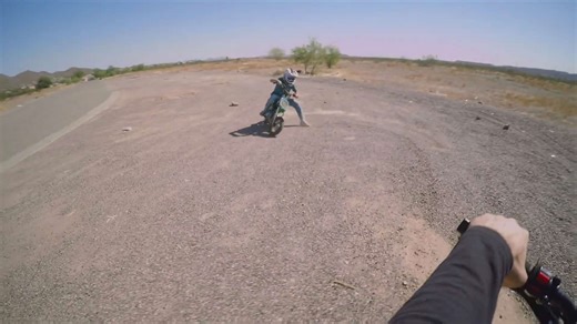 Mini motorcycle drag race competition between friends