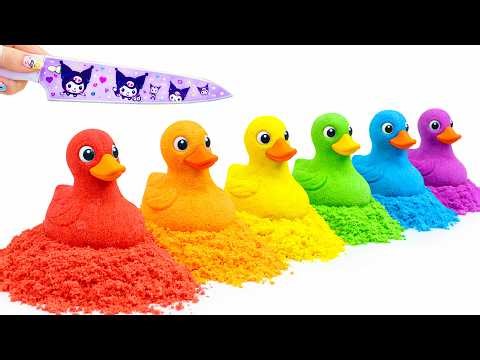 Satisfying ASMR l DIY How to make Colorful Ducky Cake with Kinetic Sand Cutting ASMR