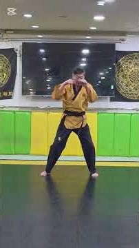 쇼츠222편: 건강!!! 실전한글태권도 한글(너)글자의수기법 1 , 2 / 1 , 4의수기동작 사문수호기법과함께 오른발앞에놓고 방어, 공격손기술연습