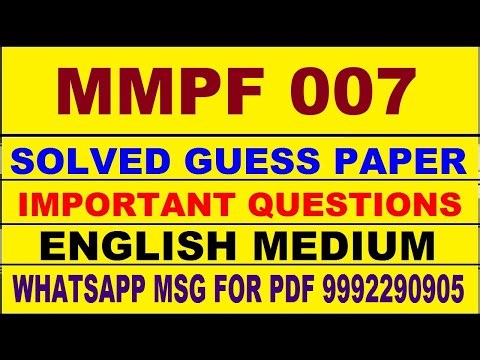 mmpf 007 guess paper in english | mmpf 007 important questions | mmpf 007 study material
