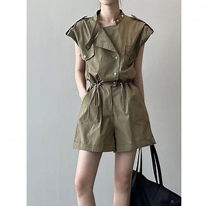 [Hot Item] Women's Workwear Shorts Jumpsuit Summer Thin Wide Leg Romper Set, Petite Friendly Stylish Overalls.