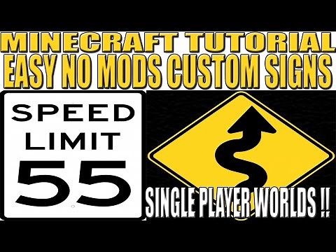 Minecraft : EASY CUSTOM ROAD SIGNS TUTORIAL (NO MODS / SINGLE PLAYER)