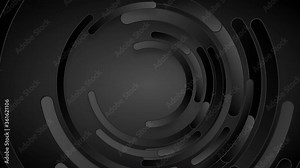 Black paper circular stripes abstract tech background. Geometry motion design. Seamless looping. Video animation Ultra HD 4K 3840x2160