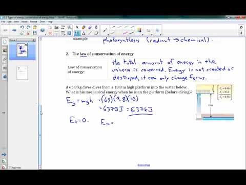 SPH3U 5.3 Types of energy, conservation of energy