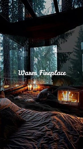 Cozy Forest Cabin 🌧️ Rain & Fireplace | AI Relax Shorts #cozyambience #rainsounds #rain #rainforest