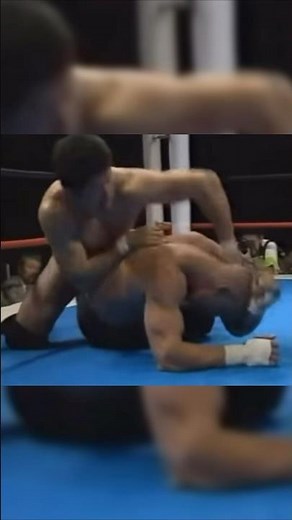 ディック•フライの強烈な掌底を連打で￼浴びるも巧みに潜り込んで首を極めにいく前田日明