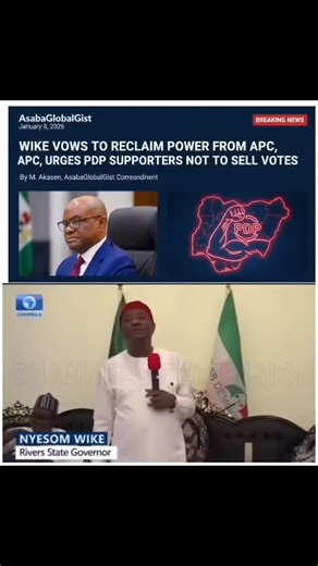 AsabaGlobal Gist on Instagram: "WIKE VOWS TO RECLAIM POWER FROM APC, URGES PDP SUPPORTERS NOT TO SELL VOTES AsabaGlobalGist January 8, 2026 By M. Akasen, AsabaGlobalGist Correspondent ABUJA – Former Rivers State Governor Nyesom Wike has declared his readiness to wrest political power from the ruling All Progressives Congress (APC), insisting that power is not handed over but forcefully taken through courage, strategy, and voter resolve. Speaking at a political gathering, Wike employed a vivid an