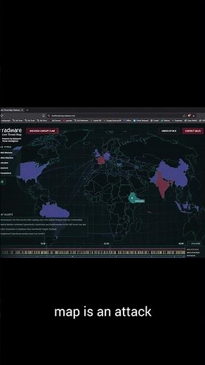 Radware Live threat map, hacking in action #cybersecurity #hacker #tech #map