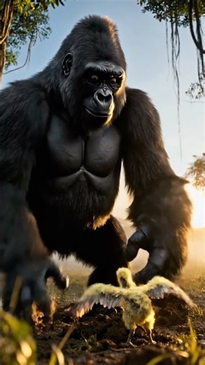 Gorilla Teases a Tiny Chick… Then the CHICK TRANSFORMS into a MUSCLE MONSTER!