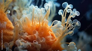 The delicate and intricate structures of a deepsea sponge, seen up close, hint at the vast and diverse array of life hidden beneath the surface of the ocean.