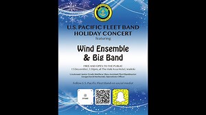 Come see the U.S. Pacific Fleet Band's Holiday Concert on December 15th, 3:30 p.m., at The Hale Koa Hotel, Waikiki. The concert is free and open to the public and will feature the Pacific Fleet Band Wind Ensemble and Big Band! #usnavy #navyband #navymusic #knowyourmil #forgedbythesea #cpfband | U.S. Pacific Fleet Band