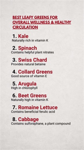 Best Leafy Greens For Overall Wellness And Healthy Circulation 🌿#healthyhabits