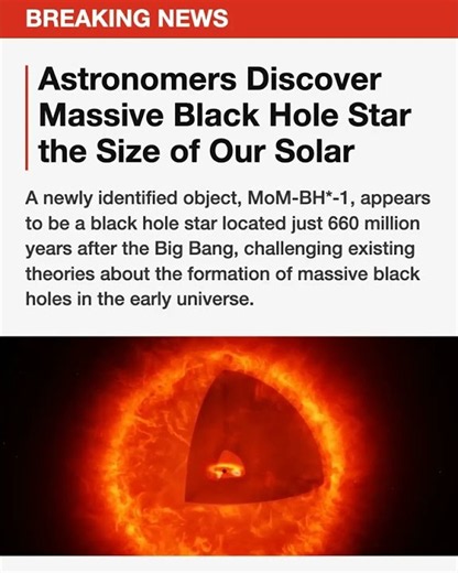 Astronomers Discover Massive Black Hole Star the Size of Our Solar System