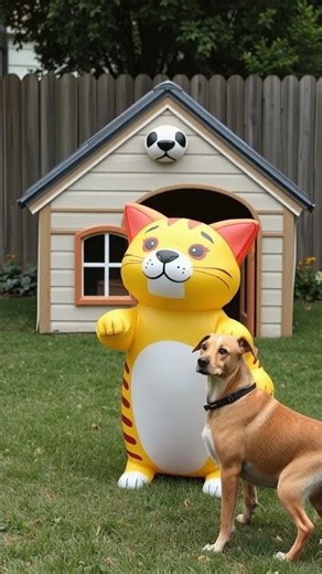 Who put this inflated cat here? 🐱🎈🐱