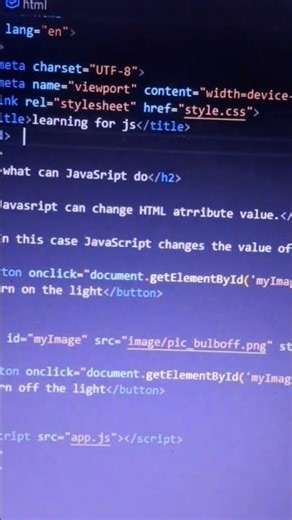 Html css and js bulb oN bulb off #coding #frontendcourse #csscoding #webdesign