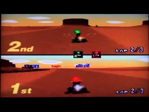 Mario Kart 64 Multiplayer Race at Kalimari Desert