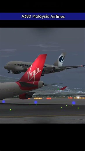 Airbus 380 Malaysia Airlines night landing