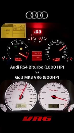 Audi RS4 Biturbo vs Golf MK3 VR6 #drag #race #germancars #autobahn #racing #topspeed #acceleration