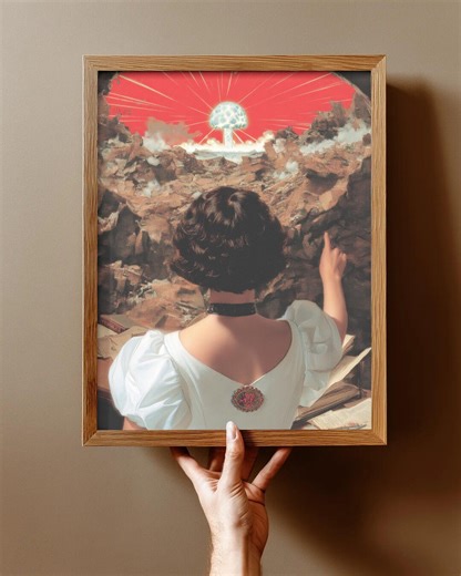 Atomic Age Nuclear Explosion Art Print | Retro Sci-fi Collage Poster | Surreal Apocalypse Wall Art | Cold War Dystopian Decor - EU Shipping - Etsy