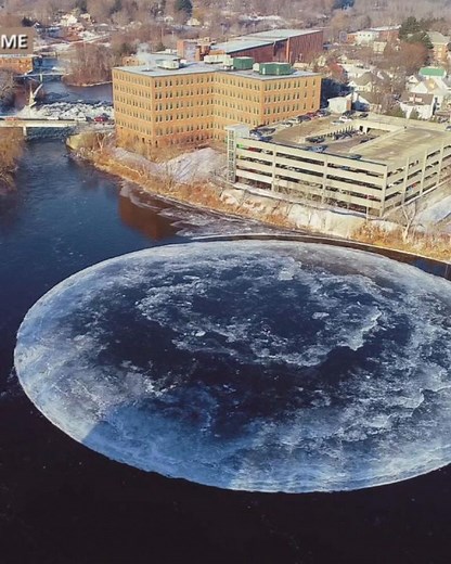 Spinning circle of ice leaves Maine residents perplexed