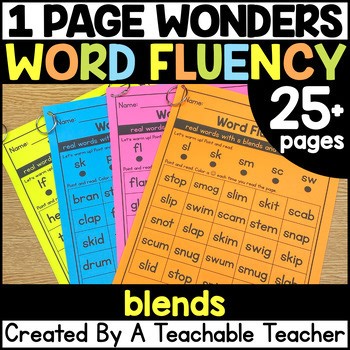 Blends Phonics Drills Decodable Reading Fluency Worksheets for Kindergarten 1st