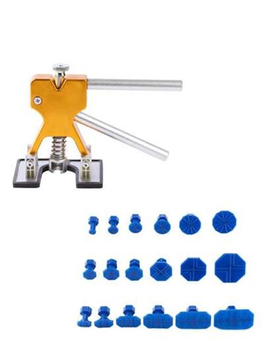 Kit de réparation de bosses - Ensemble d'outils professionnels pour la réparation de bosses sans peinture avec 18 pièces de languettes et cales de tirage (pour les petites bosses sur la portière/le capot de voiture | Pas de dommage à la peinture) - Outil essentiel de réparation de carrosserie automobile, kit de débosselage sans peinture avec tampons | SHEIN
