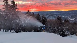 Sunsets & Snowguns 😍 That's right, snowmaking is officially underway on the Western Territory! Check back next week for an update on our progress "across the road". Over in the South Mountain area, the Soaring Eagle lift will be spinning by this weekend. Stay tuned for updates on terrain soon! | Snowshoe Mountain