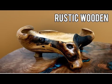 Rustic Hand-Carved Wooden Bowl with Legs | Unique Organic Shape from Solid Wood