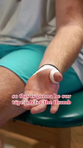 Ever jammed your thumb or had it bent backwards? 💥 This is a tape job to support the thumb for sports ‼️ #jammedthumb #howto #howtotiktok #howtotape #tapejob #tapejobs #tapejobchallenge