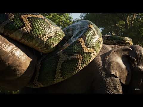 Giant Elephant vs Massive Python | Epic AI Wildlife Battle