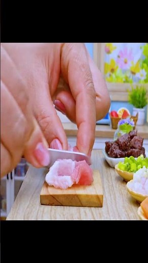 ASMR Mini Cooking: Making Steak and Fries on the World's Smallest Stove 🤏 #tinycolorfood #cooking