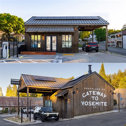 Forget Supercharging Stations, the Rivian Charging Outpost Near Yosemite is Pure Coziness