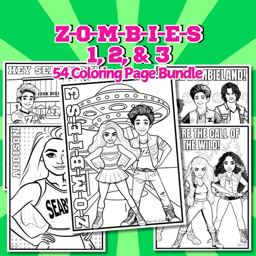 Disney Zombies 1,2,3,4 Coloring Pages - Zombies Printable Color Book 82 Page Bundle (instant Digital Download PDF) Party Activity - Etsy