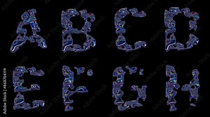 looped 3D animation of the letters of the alphabet on a transparent background
