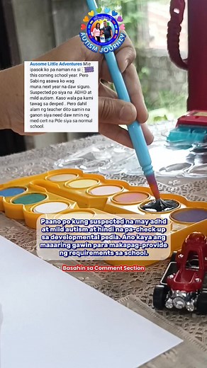 Kung may suspetsa na ang bata ay may ADHD at mild autism ngunit hindi pa naipapacheck sa developmental pediatrician, maaaring sundin ang ilang mga hakbang para makatulong sa pagproseso ng requirements sa paaralan, lalo na kung kailangan ito para sa special education program o accommodations: 1. Gumawa ng Letter of Explanation Ang magulang o guardian ay maaaring gumawa ng written explanation na nagsasaad ng obserbasyon sa bata, mga kahirapang nararanasan, at ang dahilan kung bakit hindi pa ito na