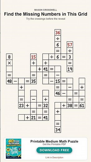 Medium Number Puzzle Reveal | Printable Math Challenge